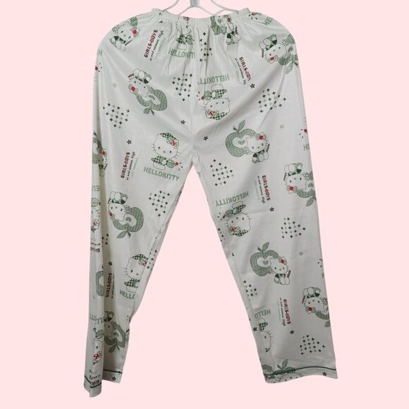 Hello Kitty Printed Pajama Set For Women Button-Up Top & Elastic Waist Pants Siz - Picture 4 of 15